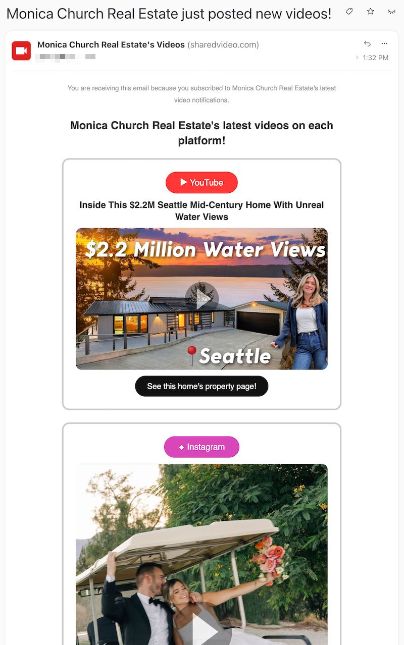 Sample notification email